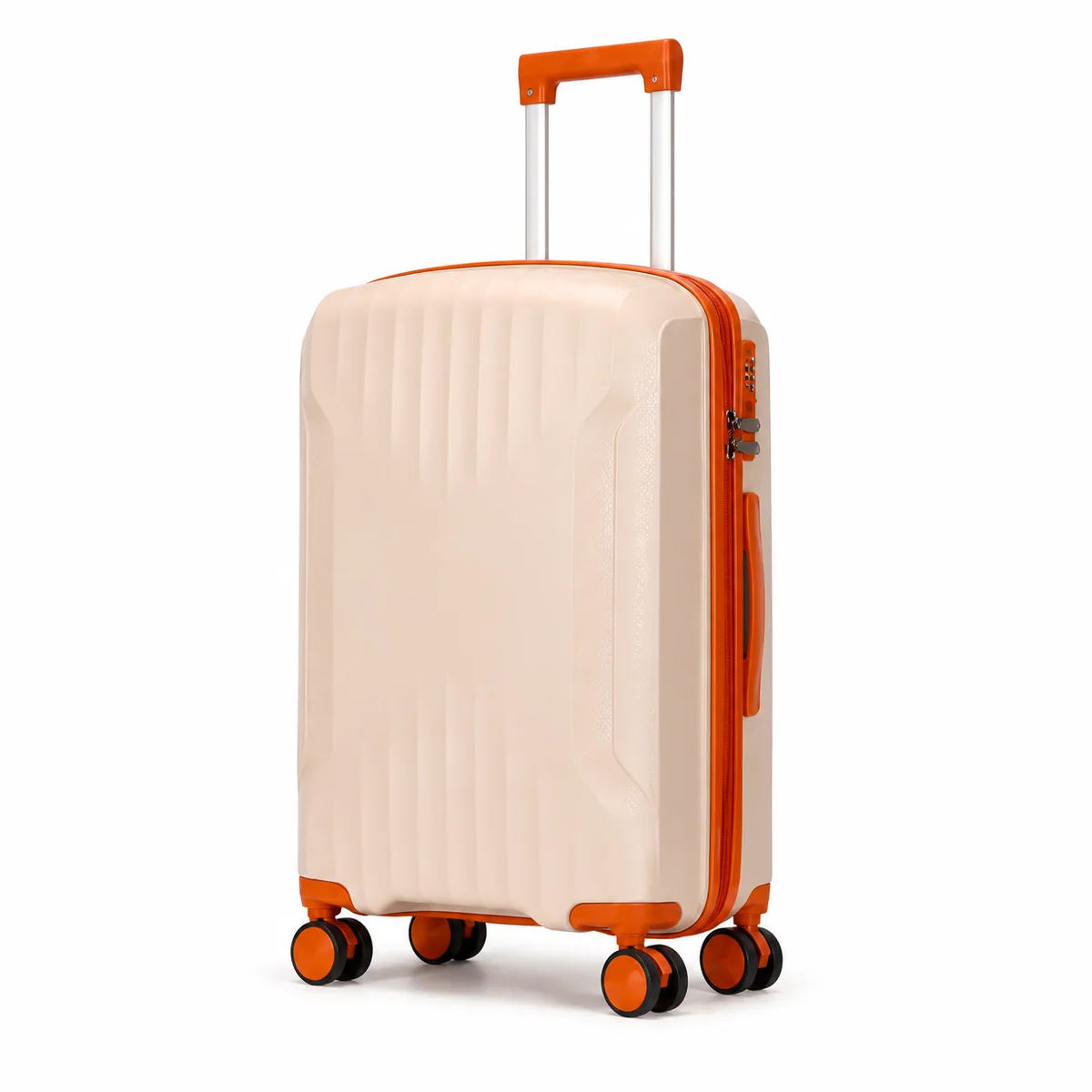 Rolling Joy OEM PP hard-shell trolley beige single case with orange accents view 6