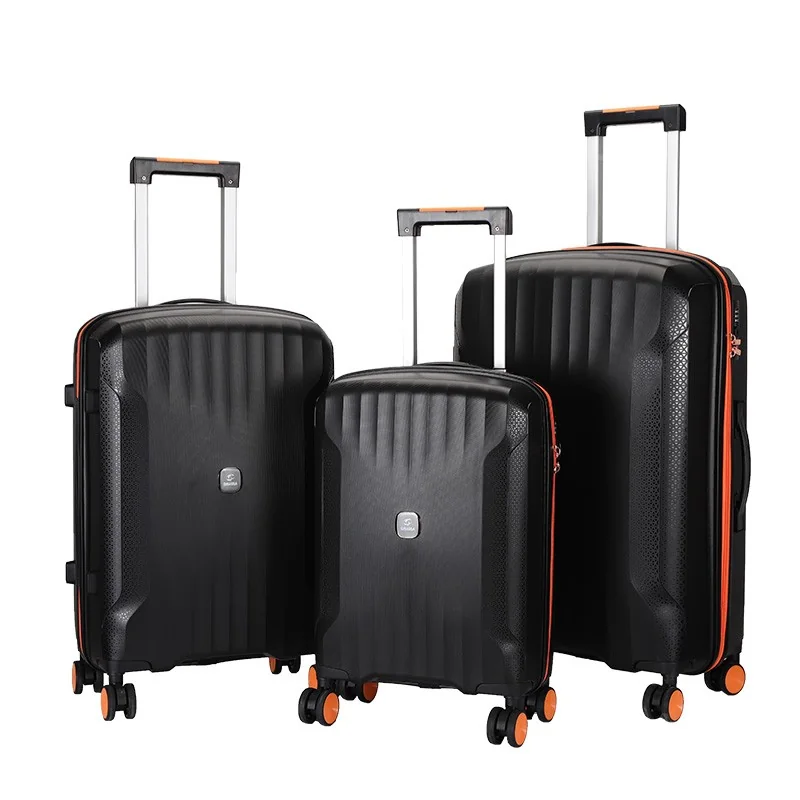 Rolling Joy OEM PP hard-shell trolley matte black 3-piece set with orange accents view 5