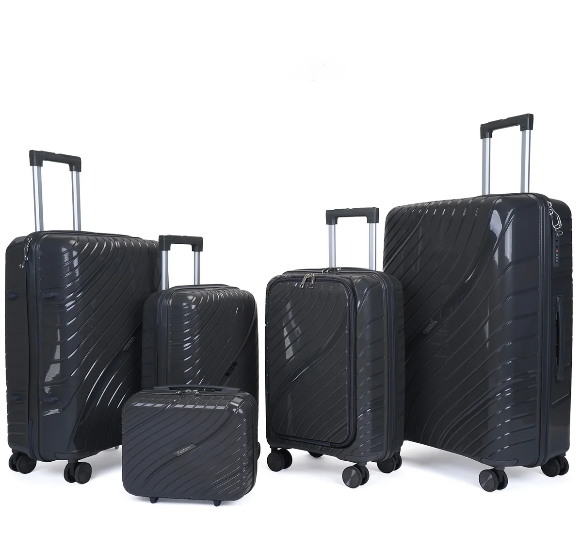 Rolling Joy OEM PP hard shell luggage set dark gray 5-piece color view 7