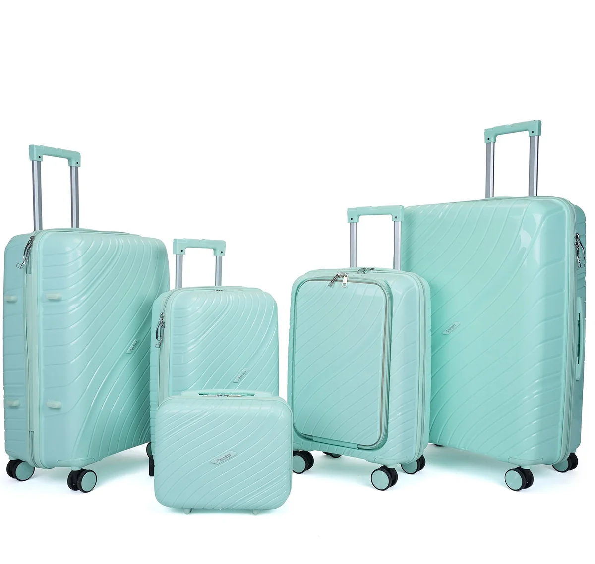 Rolling Joy OEM PP hard shell luggage set mint green 5-piece color view 4